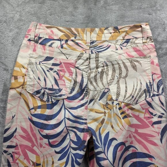 Charlie B Pants Womens 10 Tropical Leaf Print Cropped Zipper Hem Stretch Summer - Picture 3 of 11